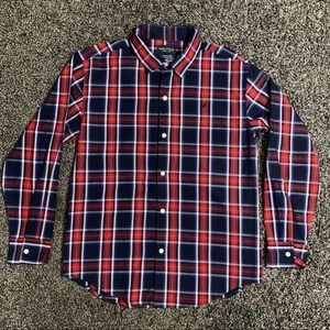 💫3/$20💫 Nautica size Boys/Youth L 14/16 plaid button down shirt red/blue plaid